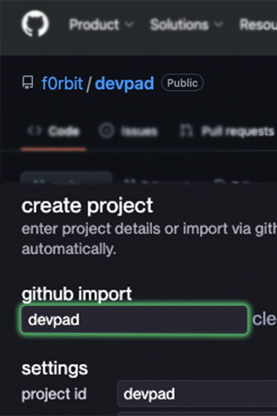 Import project from github